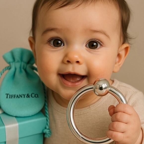 Tiffany & Co. Baby Rattle Sterling Silver 925 W/Tiffany Gift Pouch, Bag & Box - Picture 11 of 11